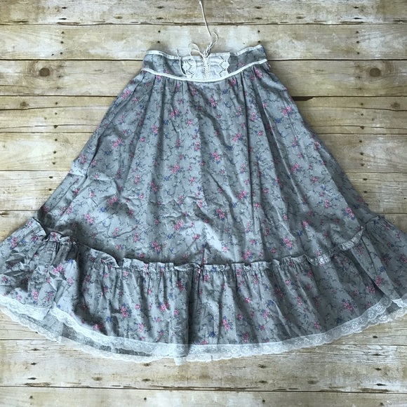 Gunne Sax 1970s Romantic Floral Corset Skirt 9 - Picture 5 of 13